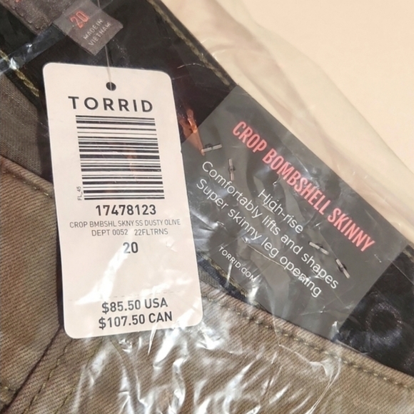 ❤️NWT VINTAGE TORRID JEAN CROP BOMBSHELL SKINNY SUPER SOFT HIGH-RISE DUSTY OLIVE - Picture 12 of 13